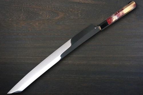 堺孝行ZANGETSU Honyaki Ginsan 日本厨师用全镜面Kengata-Yanagiba（生