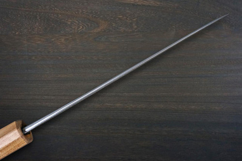 Yoshimi Kato Aogami Super Kurouchi Hammered OL8N Japanese Chef's Santoku Knife 170mm with Olive Handle 