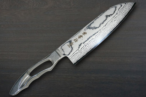 Kanetsune KC-190 VG10 17-Layer Damascus SANNOIKE Japanese Chef's Santoku Knife 170mm 