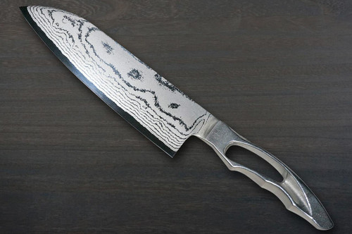 Kanetsune KC-190 VG10 17-Layer Damascus SANNOIKE Japanese Chef's Santoku Knife 170mm 