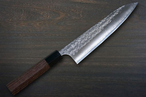 Yoshimi Kato R2 MINAMO Hammered WG8B Japanese Chef's Gyuto Knife 240mm with Wenge Handle 