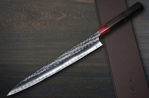 Yoshimi Kato R2 MINAMO Hammered RS8R Japanese Chef's Slicer(Sujihiki) 270mm with Red-Ring Octagonal Handle 