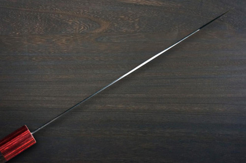 Yoshimi Kato R2 MINAMO Hammered RS8R Japanese Chef's Kengata-Gyuto Knife 240mm with Red-Ring Octagonal Handle 