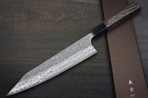 Yoshimi Kato 63 Layer VG10 Black Damascus TR-WG8B Japanese Chef's Kengata-Gyuto Knife 240mm with Wenge Handle 