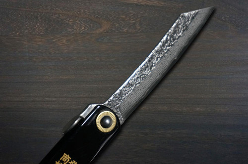 HIGONOKAMI Nagao Kanekoma VG10 Damascus Raden-Makie-Art Folding Petty Knife(Utility) 75mm with Raden Makie Urushi Handle MOMIJI 