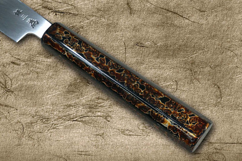 Sakai Takayuki AIDU-NURI Art Mirrored Ginsan Japanese Chef's Yanagiba(Sashimi) 300mm with Japanese Urushi Lacquered Handle and Saya Sheath [GOLD-MUSHIKUI] 