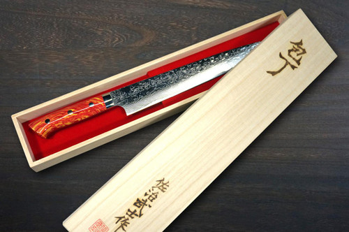 Takeshi Saji R2 Diamond Finish Damascus TCR Japanese Chef's Slicer