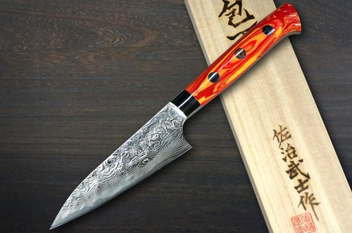 Takeshi Saji R2 Diamond Finish Damascus TCR Japanese Chef's Petty