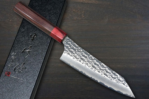 Yu Kurosaki Aogami Super KOKUSEN-EI RS8H Japanese Chef's Bunka Knife 165mm with Red-Ring Octagonal Handle 