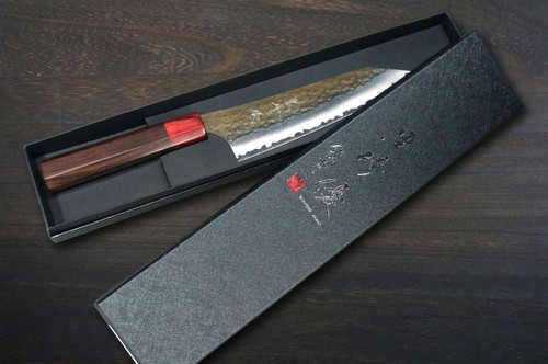 Yu Kurosaki Aogami Super KOKUSEN-EI RS8H Japanese Chef's Bunka Knife 165mm with Red-Ring Octagonal Handle 
