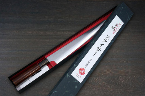 Misuzu VG10 Brass-Urushi  Japanese Chef's Slicer(Sujihiki) 240mm with Lacquered Magnolia Handle 