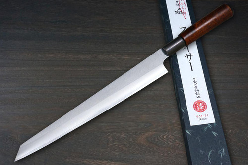 Misuzu VG10 Brass-Urushi  Japanese Chef's Slicer(Sujihiki) 240mm with Lacquered Magnolia Handle 