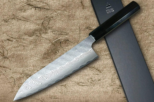 Nigara SPG-STRIX Damascus Hammered EB8B Japanese Chef's Gyuto Knife 210mm with Ebony Handle 