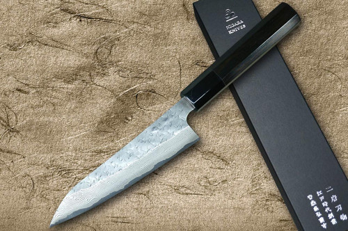 Nigara SPG-STRIX Damascus Hammered EB8B Japanese Chef's Petty Knife(Utility) 150mm with Ebony Handle 