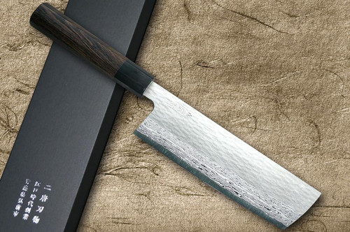 Nigara VG-XEOS Damascus Hammered EB8B Japanese Chef's Nakiri(Vegetable) 180mm with Ebony Handle 