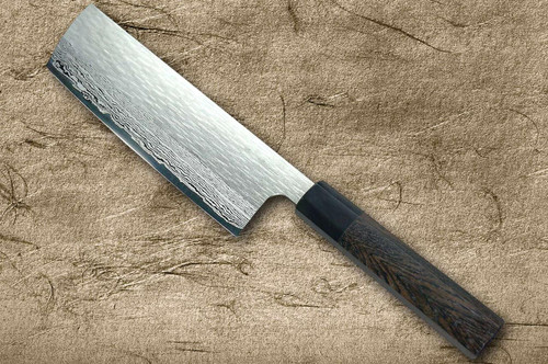 Nigara VG-XEOS Damascus Hammered EB8B Japanese Chef's Nakiri(Vegetable) 180mm with Ebony Handle 