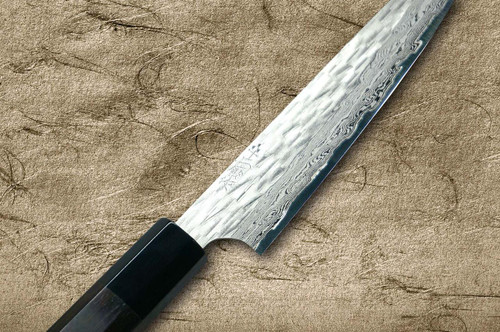Nigara VG-XEOS Damascus Hammered EB8B Japanese Chef's Petty Knife(Utility) 150mm with Ebony Handle 