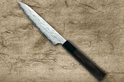 Nigara VG-XEOS Damascus Hammered EB8B Japanese Chef's Petty Knife(Utility) 150mm with Ebony Handle 