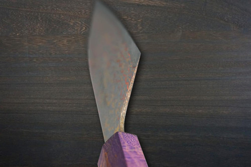 Takeshi Saji VG10W Colored Damascus Nashiji STW Japanese Chef's Santoku Knife 170mm with Stabilized Hybrid Wood Handle 