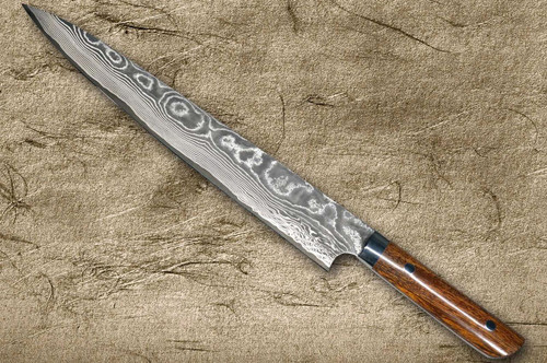 Takeshi Saji VG10 Black Damascus IR Japanese Chef's Slicer(Sujihiki) 270mm with Desert Ironwood Handle [Straight] 