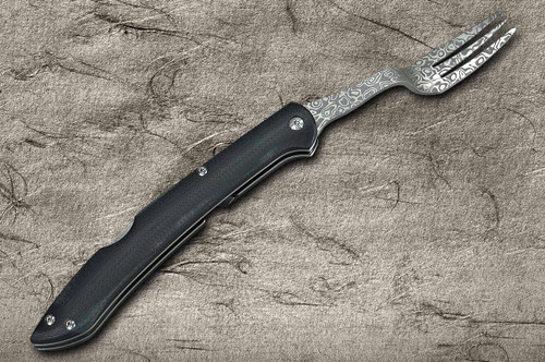 Takeshi Saji Folding R2(SG2) Black Damascus Fork 88mm with Black