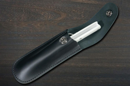 Takeshi Saji Folding R2(SG2) Black Damascus Fork 88mm with White Micarta Handle 