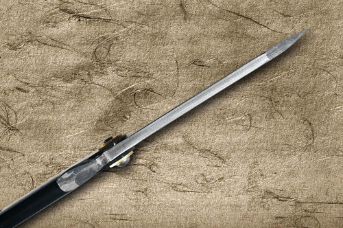 HIGONOKAMI Nagao Kanekoma Aogami Damascus Engraving Folding Kritsuke-Petty Knife(Utility) 90mm with Black Brass Handle [TIGER] 