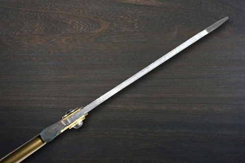 HIGONOKAMI Nagao Kanekoma Aogami Engraving Folding Kritsuke-Petty Knife(Utility) 90mm with Golden Brass Handle [Holy Beasts - SEIRYU] 