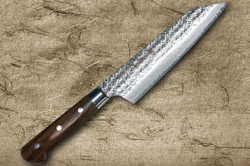 Sakai Takayuki SPG2 Damascus Hammered IRN Japanese Chef's Kengata-Gyuto Knife 190mm with Desert Ironwood Handle 
