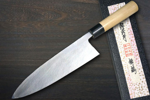 Sakai Takayuki Kasumitogi Buffalo Tsuba Engraving Art Japanese Chef's Deba Knife 210mm Maizuru(Japanese Crane) Scene 2 