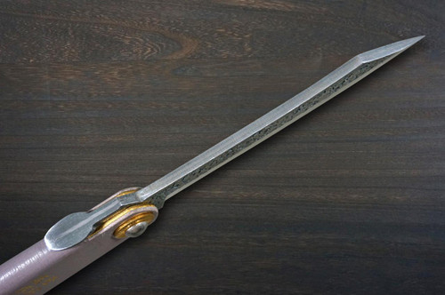 HIGONOKAMI Nagao Kanekoma VG10 Kurouchi Hammered LTH Folding Kritsuke-Petty Knife(Utility) 72mm with Leather Handle LAVENDER 