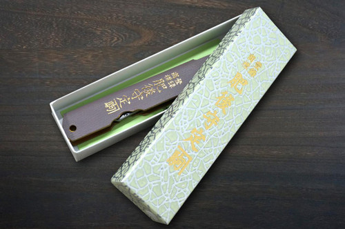 HIGONOKAMI Nagao Kanekoma VG10 Kurouchi Hammered LTH Folding Kritsuke-Petty Knife(Utility) 72mm with Leather Handle LAVENDER 