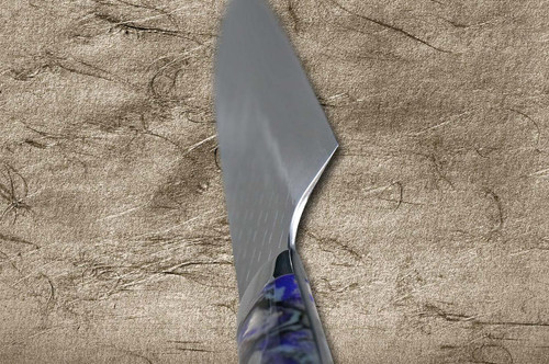 Takeshi Saji SPG-STRIX Mirror Hammered RC Japanese Chef's Santoku Knife 180mm with Resin Custom Handle [Black-Purple] 
