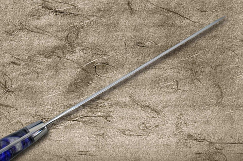 Takeshi Saji SPG-STRIX Mirror Hammered RC Japanese Chef's Santoku Knife 180mm with Resin Custom Handle [Black-Purple] 