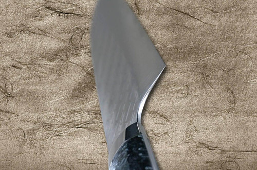 Takeshi Saji SPG-STRIX Mirror Hammered RC Japanese Chef's Santoku Knife 180mm with Resin Custom Handle [Black-White] 