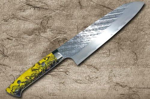 佐治武士SPG-STRIX 镜面锤击RC日本厨师用三德刀180毫米，树脂定制手柄