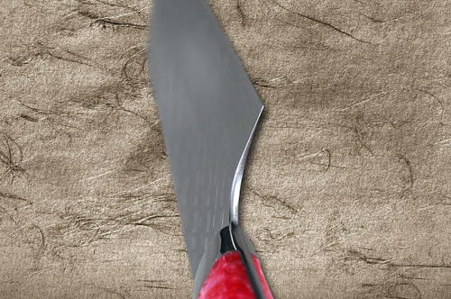 Takeshi Saji SPG-STRIX Mirror Hammered RC Japanese Chef's Bunka Knife 180mm with Resin Custom Handle [Cherry-Red] 