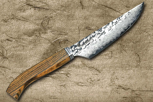 Sakai Takayuki 33-Layer VG10 Damascus SGN Chef's Signature Utility Steak Petty Knife 120mm with Wood Handle [Golden Ebony] 