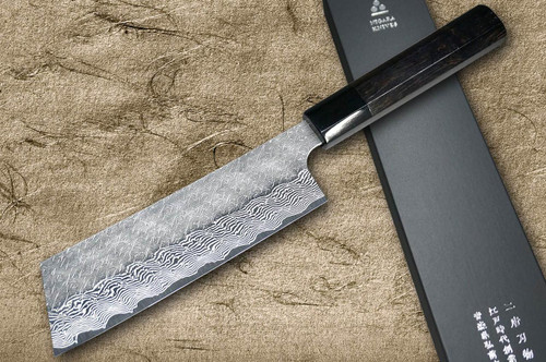 Nigara SPG-STRIX Damascus Hammered EB8B Japanese Chef's Nakiri
