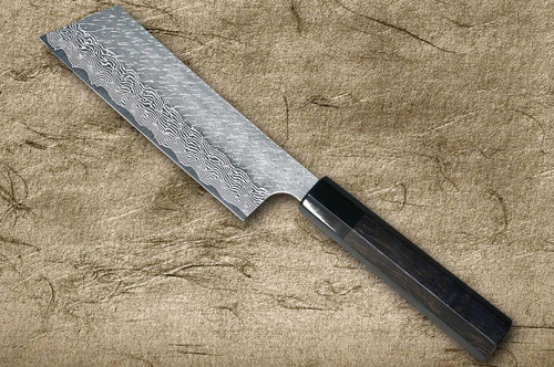 Nigara SPG-STRIX Damascus Hammered EB8B Japanese Chef's Nakiri(Vegetable) 180mm with Ebony Handle 