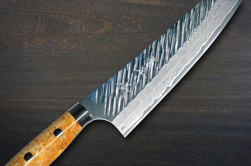 Yu Kurosaki R2(SG2) Damascus FUJIN Custom MPWC Japanese Chef's Bunka Knife 165mm with Maple Wood Handle 