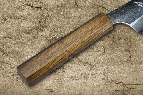 Yu Kurosaki VG-XEOS NEW GEKKO WA OK8M Japanese Chef's Santoku Knife 170mm with Urushi Lacquered Oak Handle 