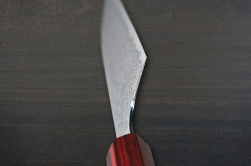Kei Kobayashi R2 Black Damascus Super Finish CS Japanese Chef's Santoku Knife 170mm with Red Lacquered Wood Handle 