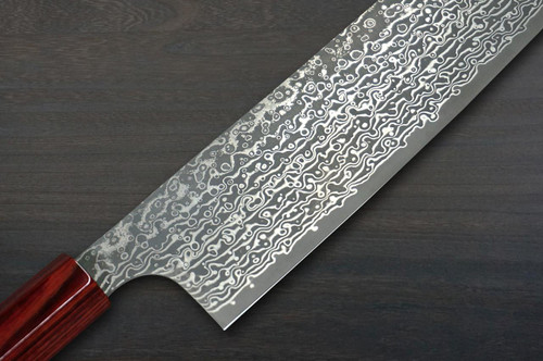 Kei Kobayashi R2 Black Damascus Super Finish CS Japanese Chef's Nakiri(Vegetable) 165mm with Red Lacquered Wood Handle 
