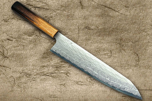 Nigara VG-XEOS Damascus Hammered OK8B Japanese Chef's Gyuto Knife 240mm with Urushi Lacquered Oak Handle 
