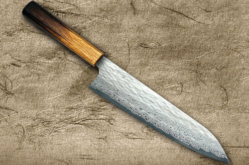 Nigara VG-XEOS Damascus Hammered OK8B Japanese Chef's Gyuto Knife 210mm with Urushi Lacquered Oak Handle