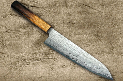 Nigara VG-XEOS Damascus Hammered OK8B Japanese Chef's Gyuto Knife 210mm with Urushi Lacquered Oak Handle 