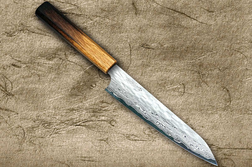 Nigara VG-XEOS Damascus Hammered OK8B Japanese Chef's Petty Knife(Utility) 150mm with Urushi Lacquered Oak Handle