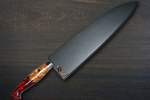 Yu Kurosaki R2(SG2) Damascus SHIZUKU Custom STWRC Japanese Chef's Gyuto Knife 210mm with Stabilized Hybrid Wood Handle [Red] 