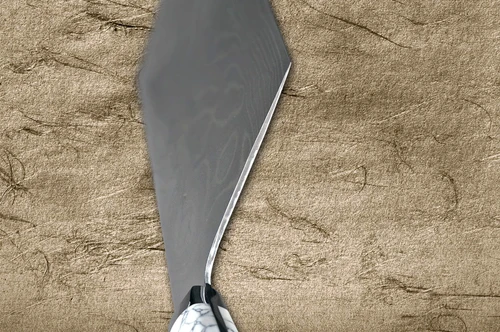 Keiichi Fujii AUS10 Nickel Damascus Custom TC Japanese Chef's Chinese Cooking Knife 200mm with White Turquoise Handle